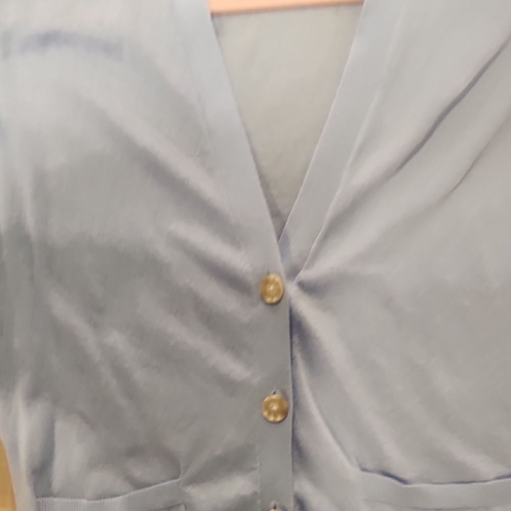 LOFT Light Blue V-Neck Button Cardigan - Picture 4 of 7